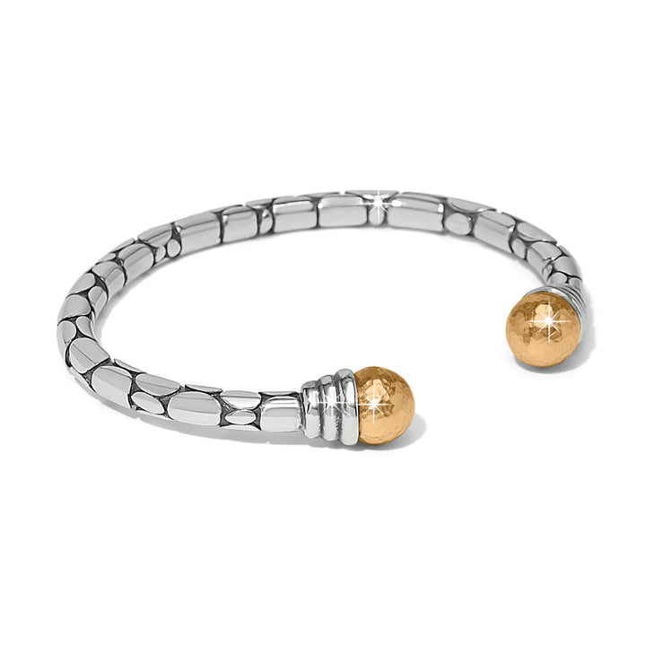 Brighton - Pebble Link Two Tone Open Flex Cuff Bracelet