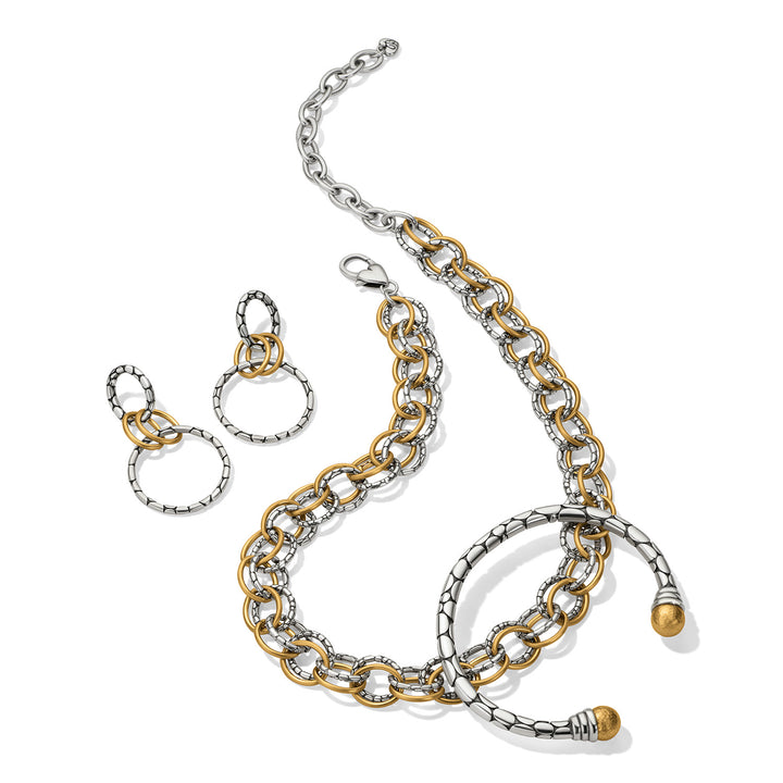 Brighton - Pebble Link Two Tone Open Flex Cuff Bracelet