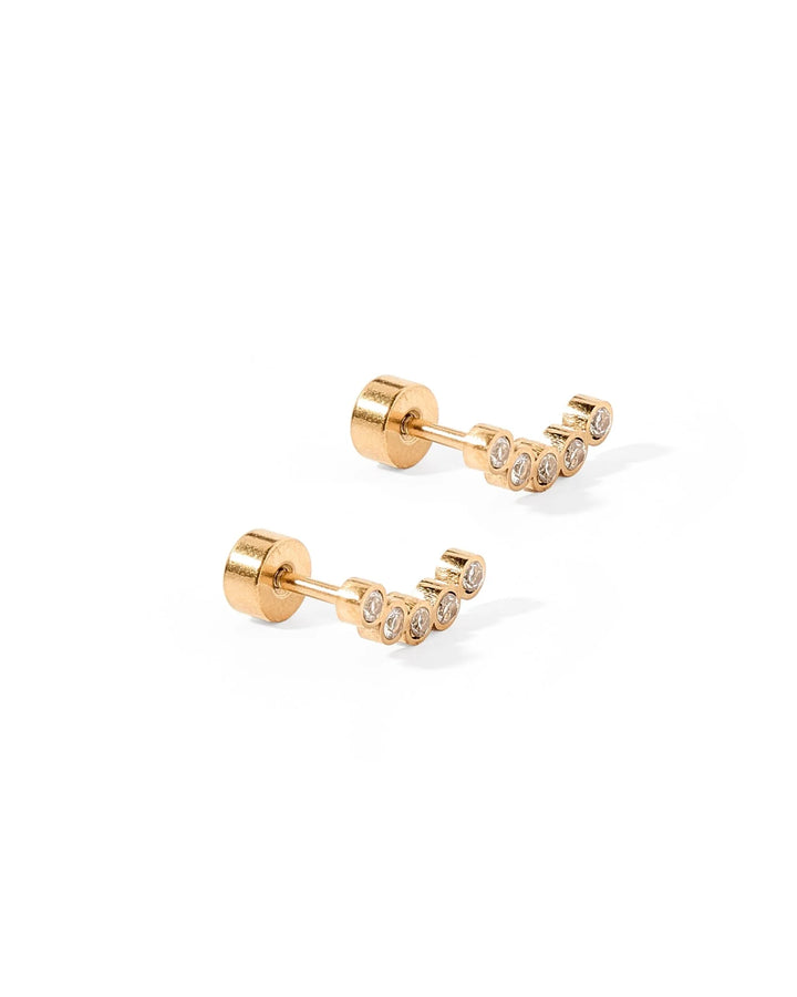 Linny Co - Abigail Sparkle Gold  Flat Back Earrings