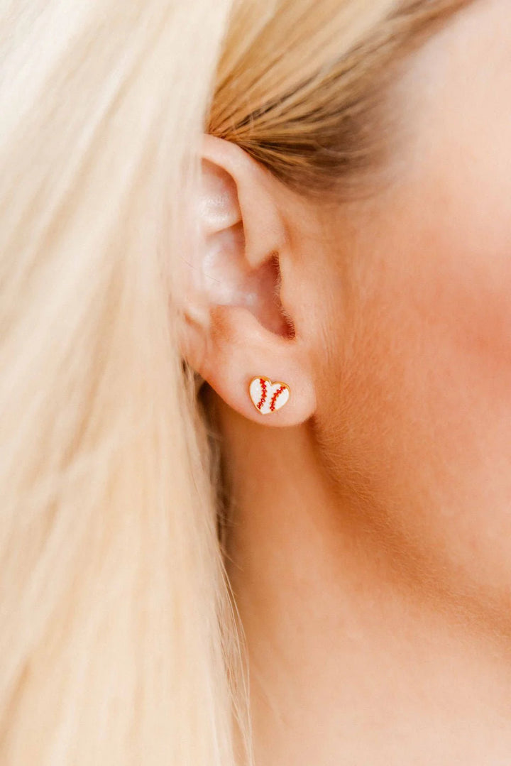 Linny Co - Baseball Flat Back Earrings