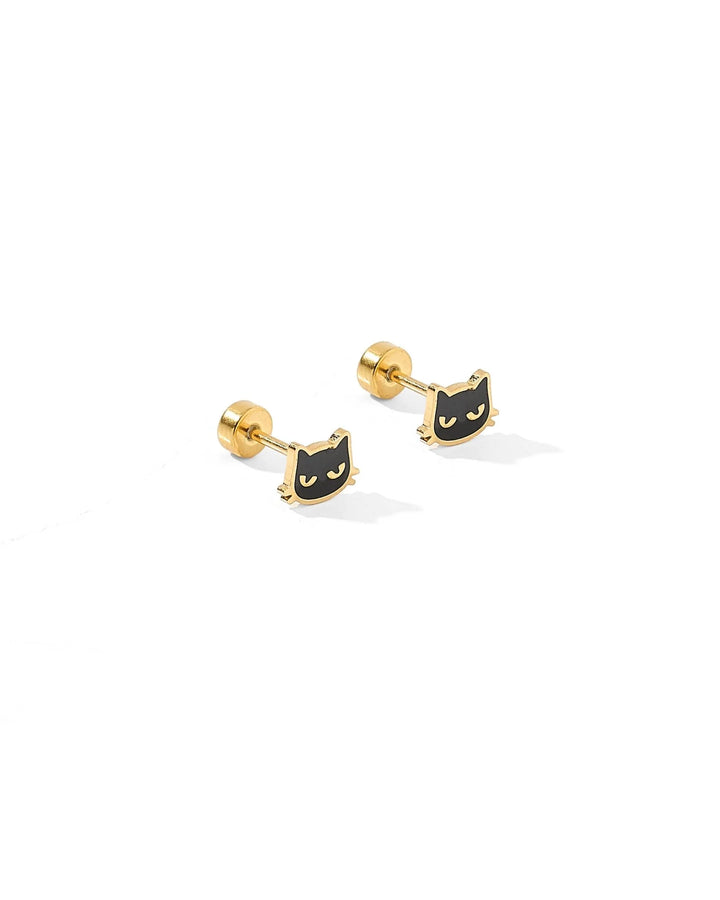 Linny Co - Black Cat Screwback Studs