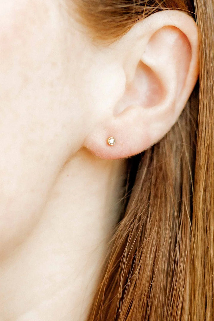Linny Co - Micro Cooper Clear Gold Screwback Stud Earrings