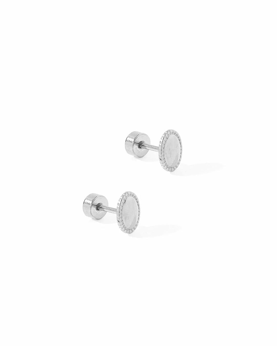 Linny Co - Drew Oval Silver Flat Back Earrings