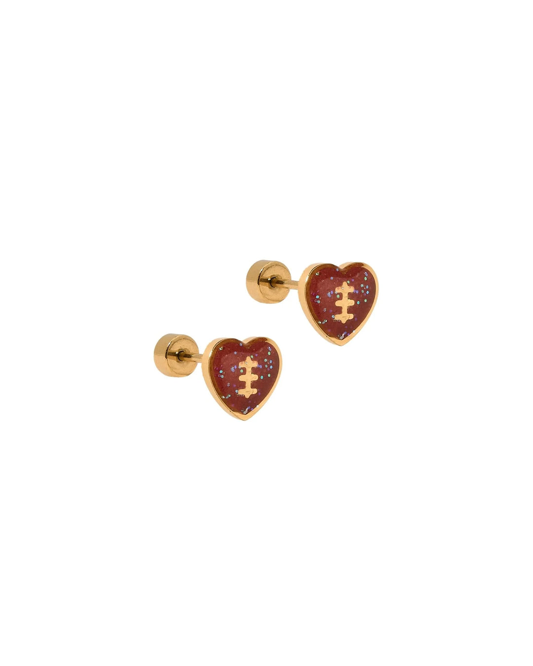 Linny Co - Football Heart Screwback Studs