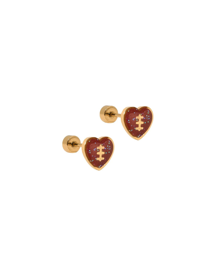 Linny Co - Football Heart Screwback Studs