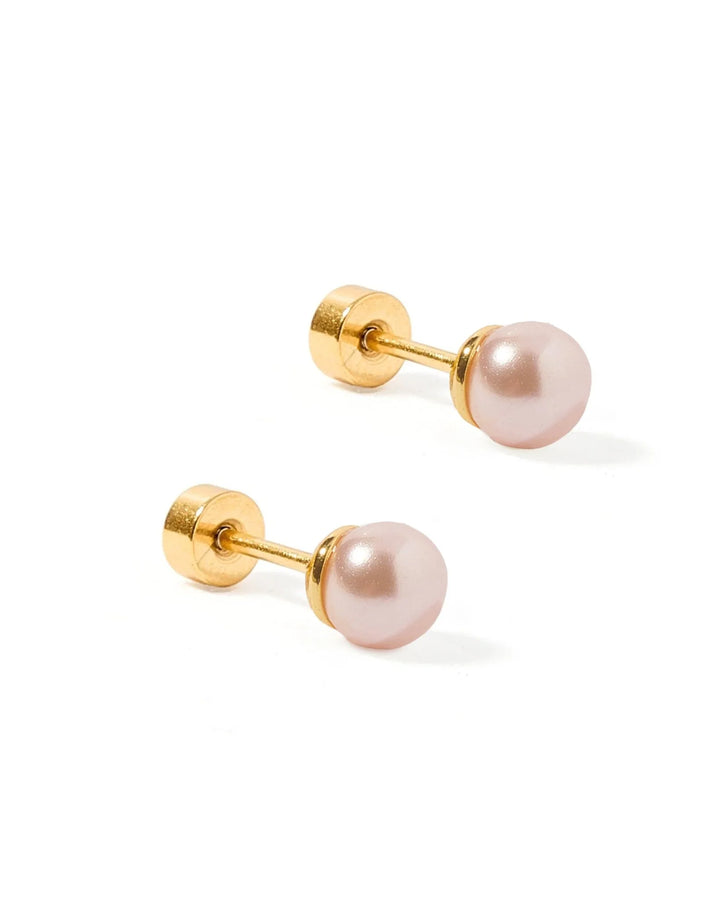Linny Co - Payton Pearl Pink 5mm Flat Back Earrings