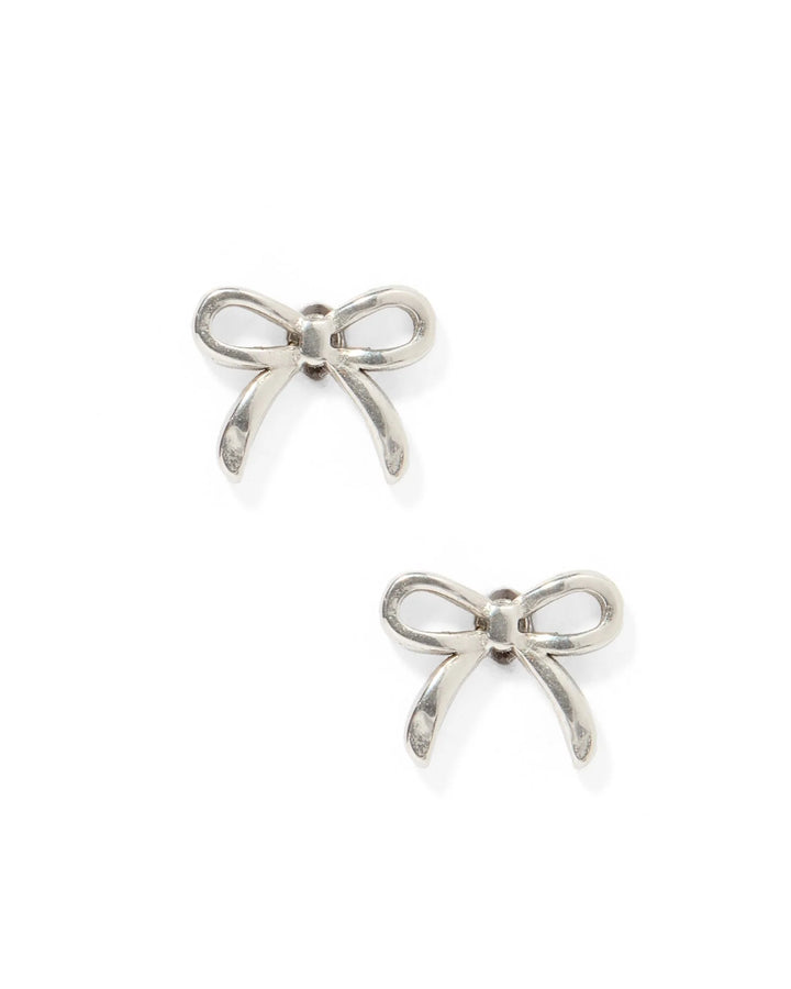 Linny Co - Sadie Bow Silver Flat Back Earrings