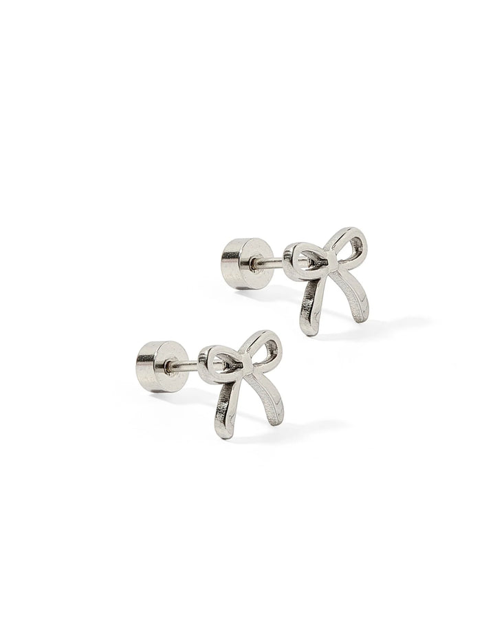 Linny Co - Sadie Bow Silver Flat Back Earrings
