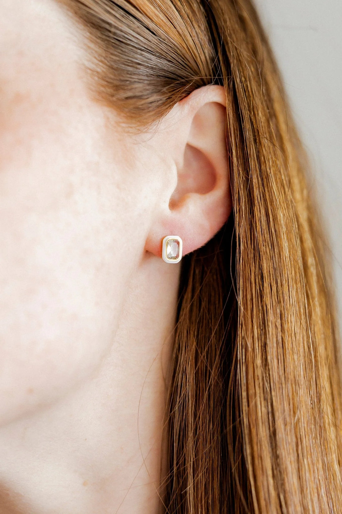 Flat Back Earrings - Whitney White Marshmallow