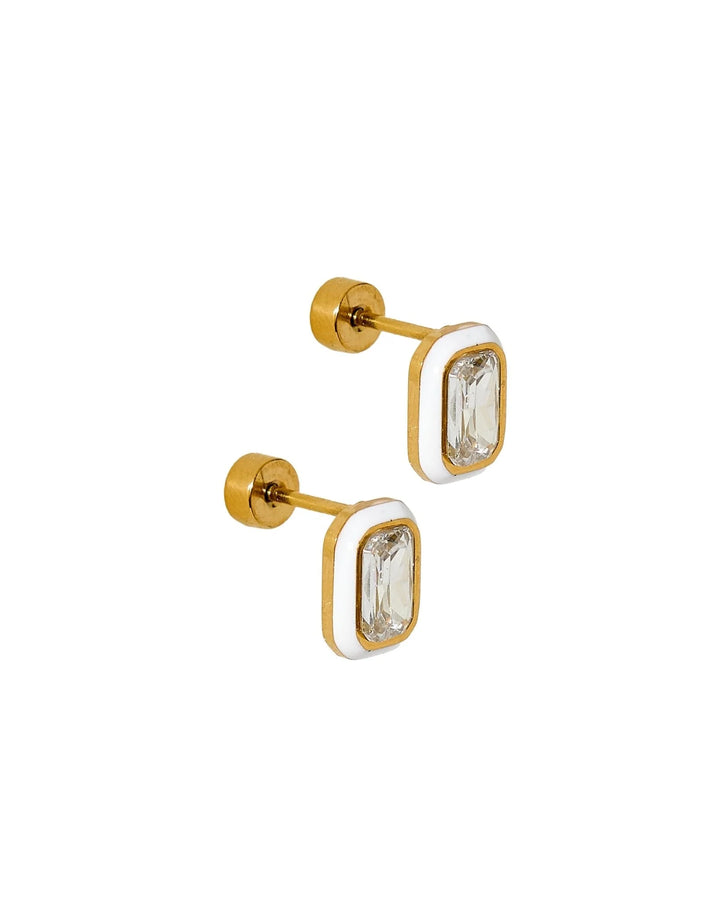 Linny Co - Whitney White Marshmallow Flat Back Earrings