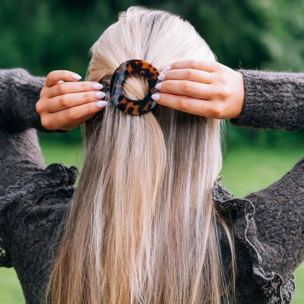 Teleties Small Flat Circle Hair Clip - Tortoise