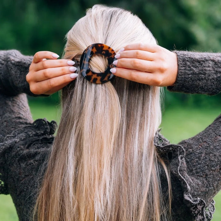Teleties Small Flat Circle Hair Clip - Tortoise