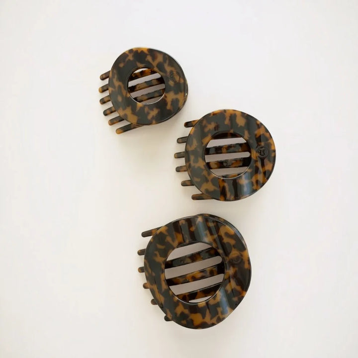 Teleties Small Flat Circle Hair Clip - Tortoise
