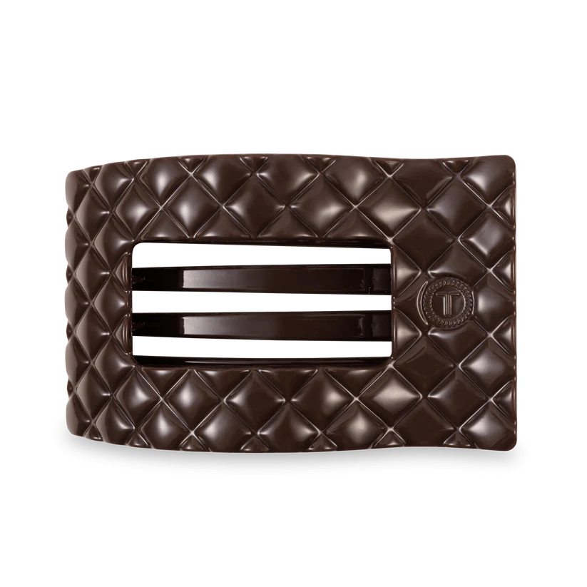 Truly Taupe Quilted Large Flat Rectangle Hair Clip