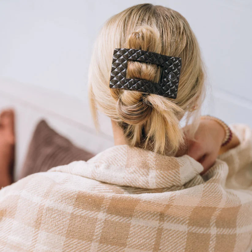 Truly Taupe Quilted Medium Flat Rectangle Hair Clip