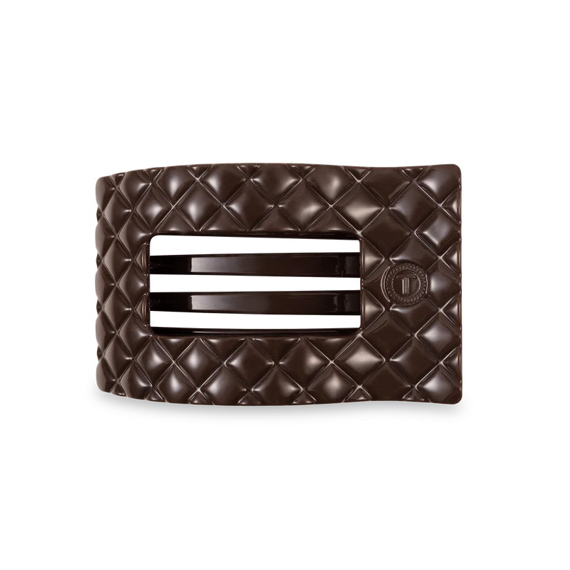 Truly Taupe Quilted Medium Flat Rectangle Hair Clip