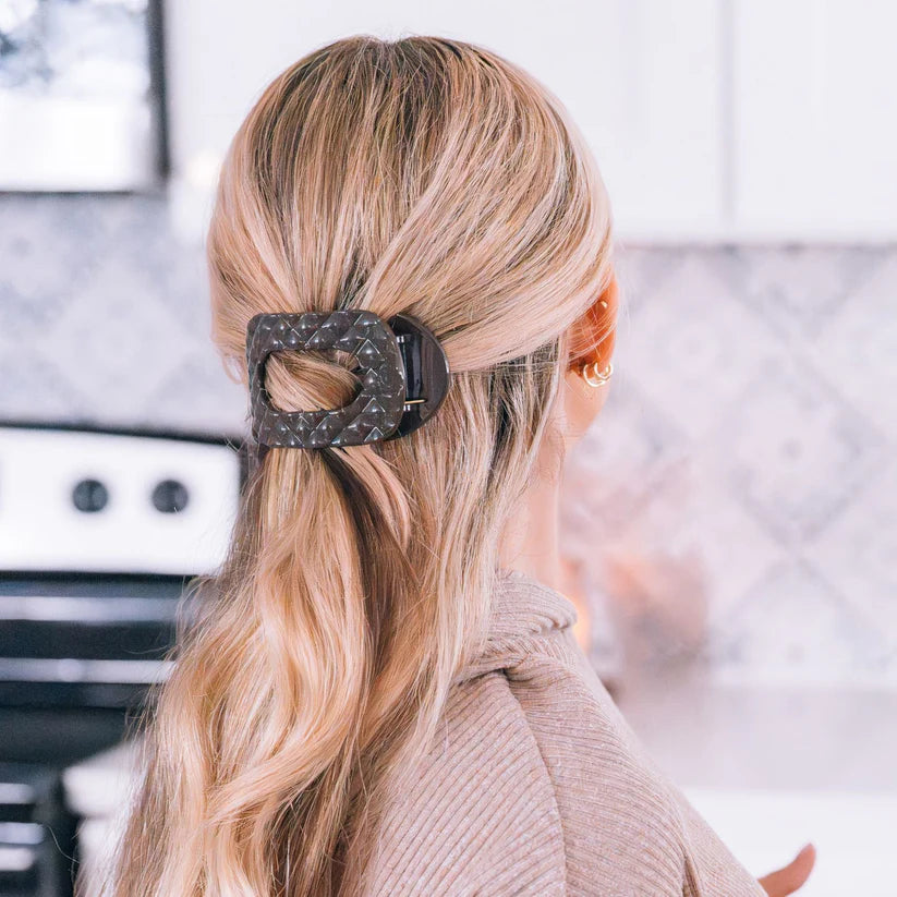 Truly Taupe Quilted Medium Flat Round Hair Clip