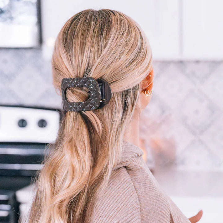 Truly Taupe Quilted Medium Flat Round Hair Clip