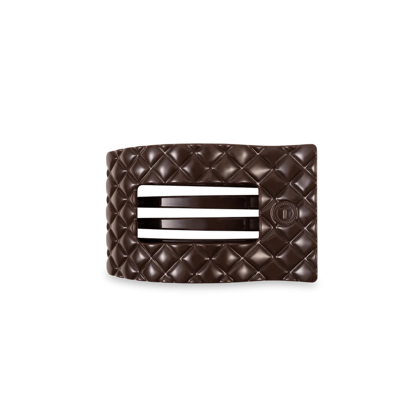 Truly Taupe Quilted Small Flat Rectangle Hair Clip