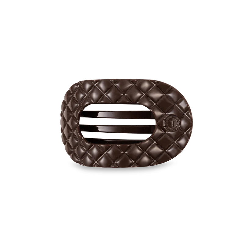 Truly Taupe Quilted Small Flat Round Hair Clip