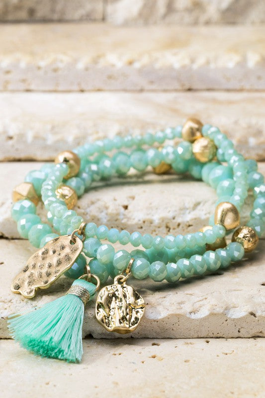 Three Layer Beaded Bracelet Stacks