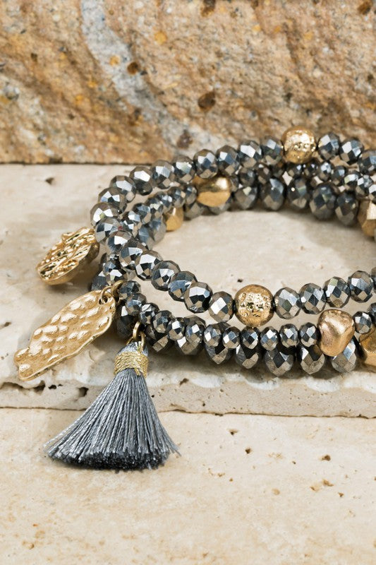 Three Layer Beaded Bracelet Stacks