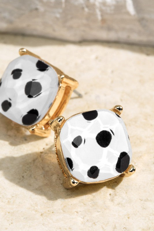 Faceted Earring Print Studs