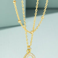 Brass Layered Diamond Shape Pendant Necklace