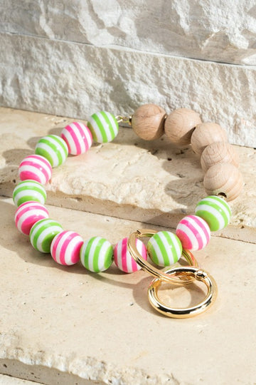 Colorful Wood and Acrylic Bracelet Keychain