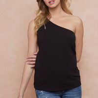 Kaylyn - One Shoulder Tank with Zipper Detail