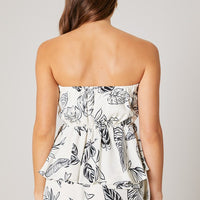Another Day in Paradise Tropical Strapless Peplum