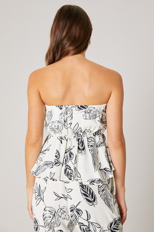 Another Day in Paradise Tropical Strapless Peplum