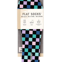 Flat Socks -  Coral Checks - SMALL