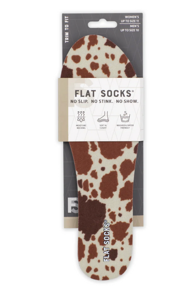 Flat Socks - Cow Print - SMALL
