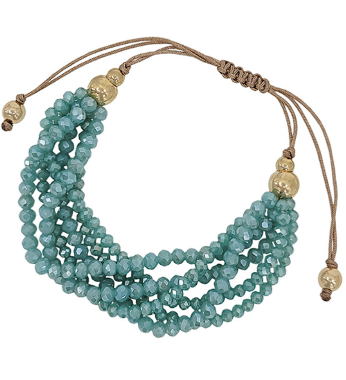 Adjustable Glass Bead Bracelet