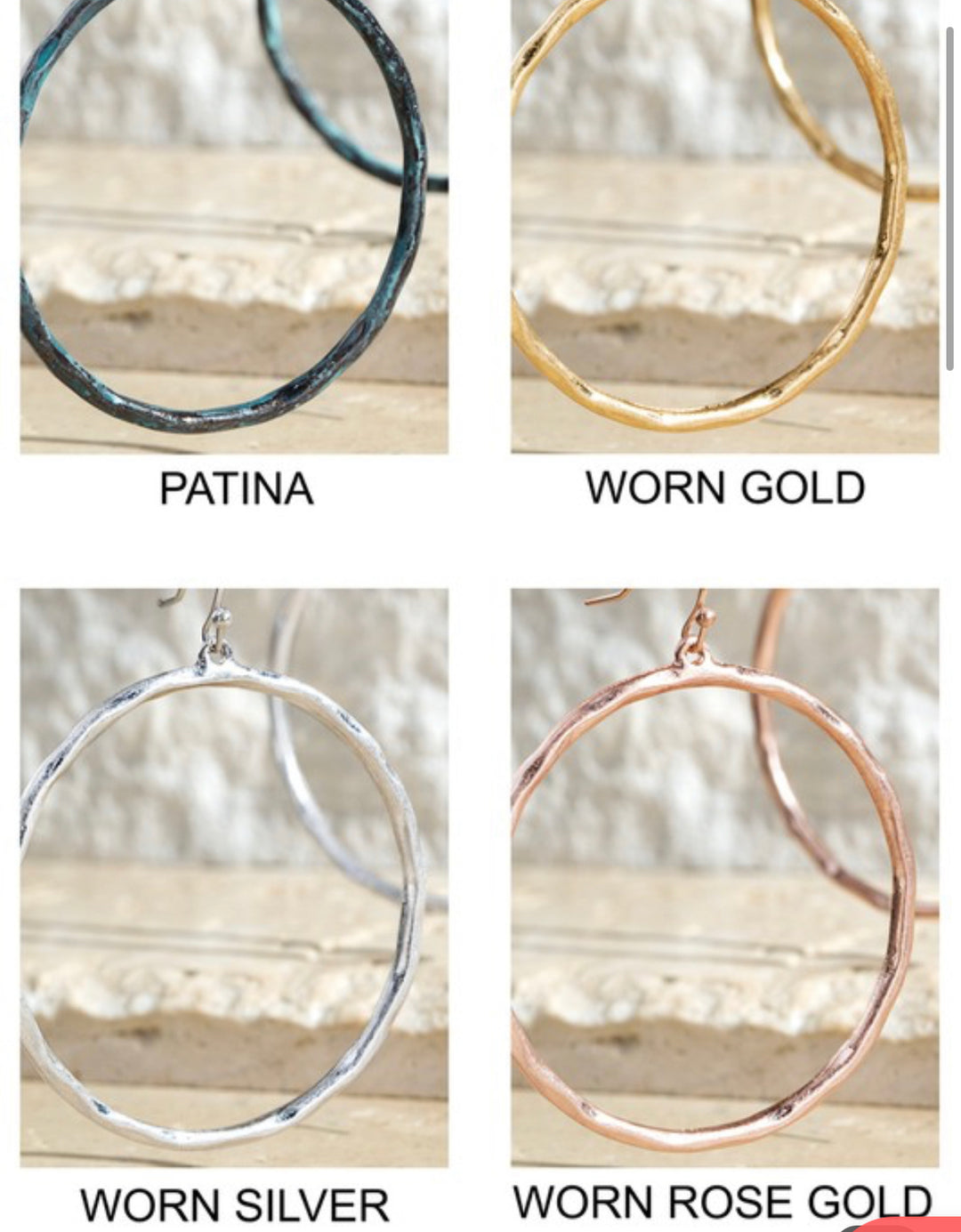 Worn Hammered Casting Hoop Earrings