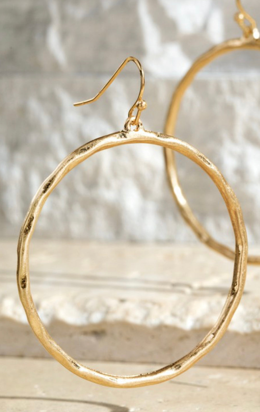 Worn Hammered Casting Hoop Earrings