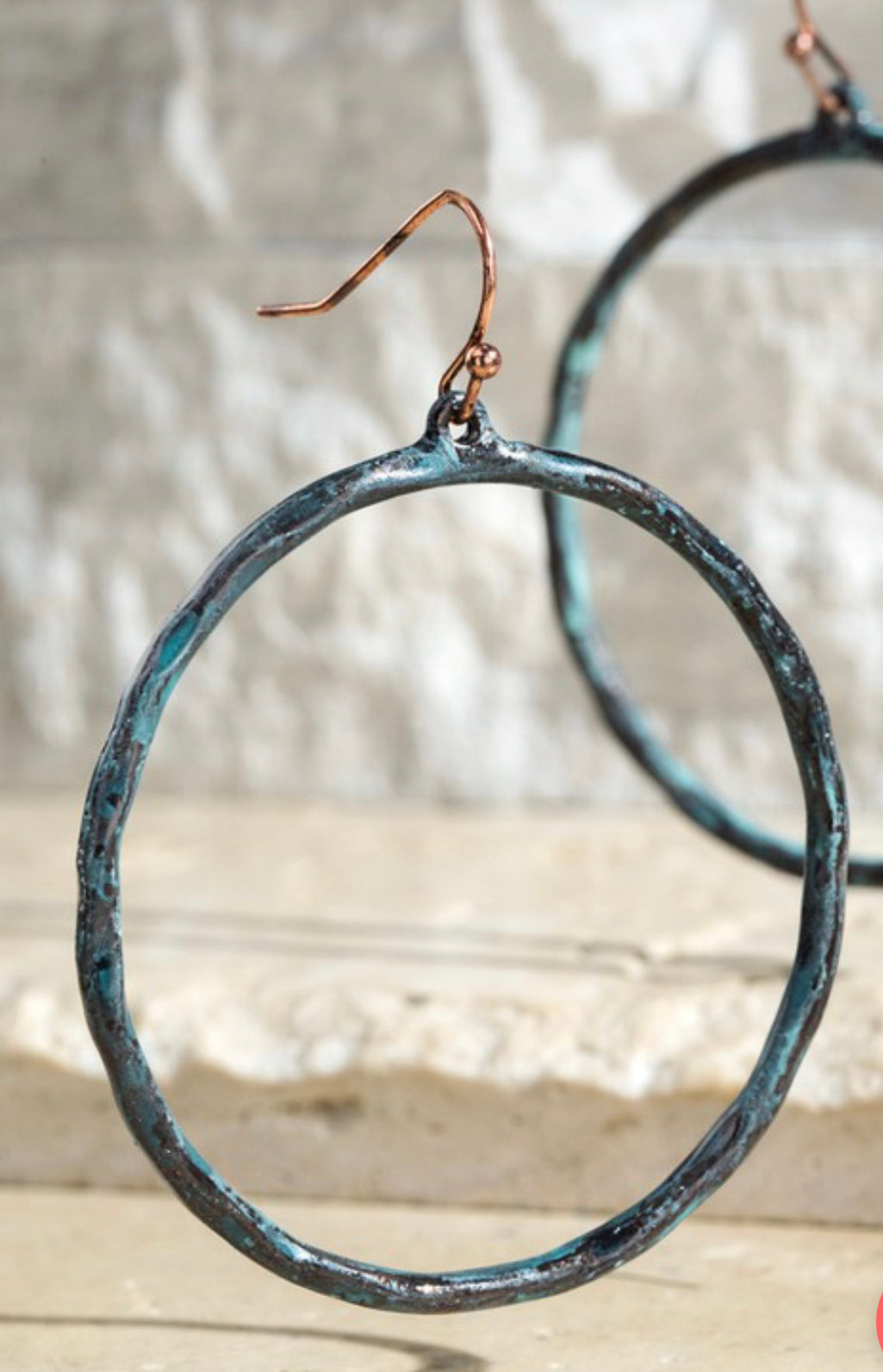 Worn Hammered Casting Hoop Earrings