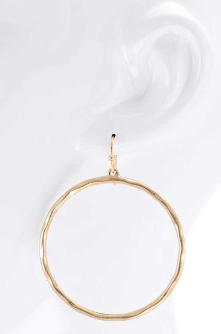 Worn Hammered Casting Hoop Earrings