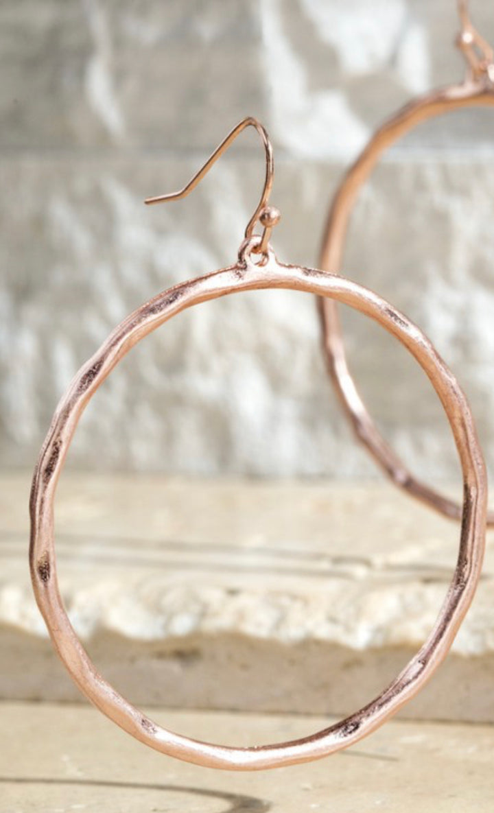 Worn Hammered Casting Hoop Earrings