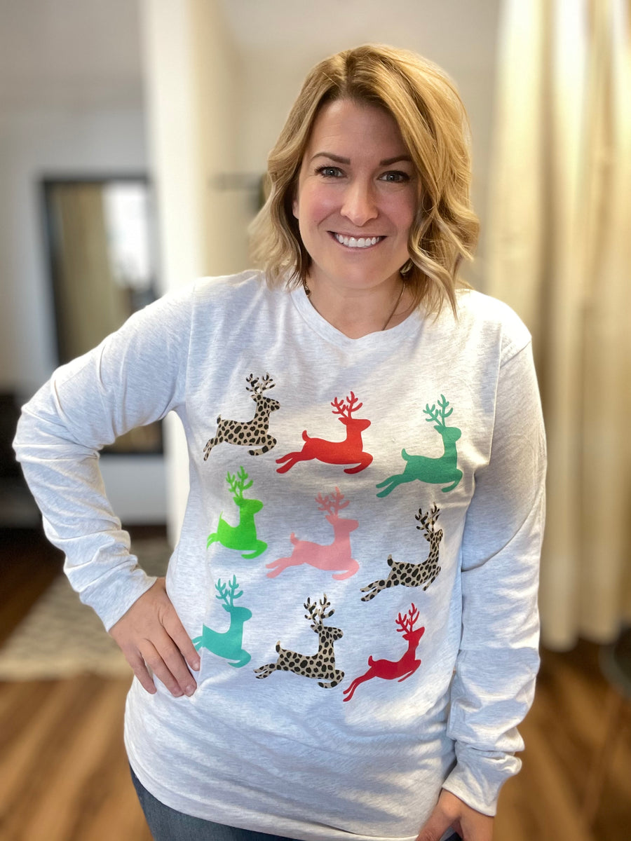 Multi-Color Reindeer Long Sleeve